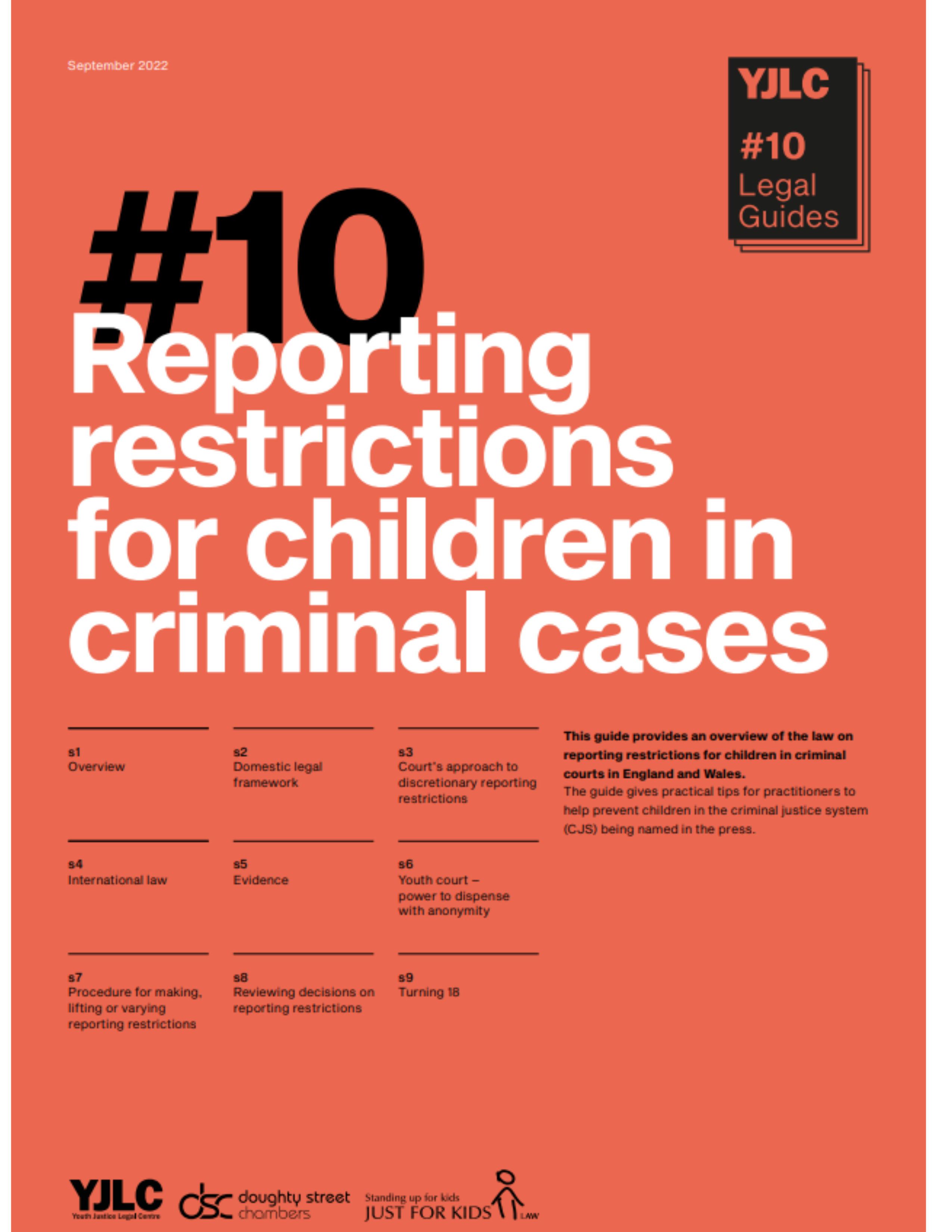 YJLC Legal Guide - Reporting restrictions for children in criminal cases